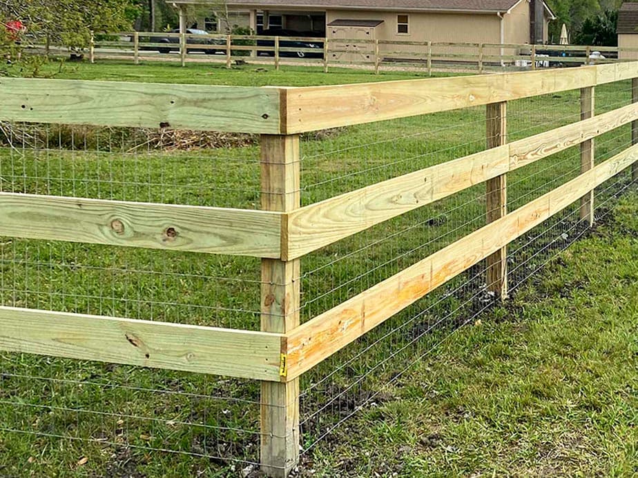 Farm rail fence with wire